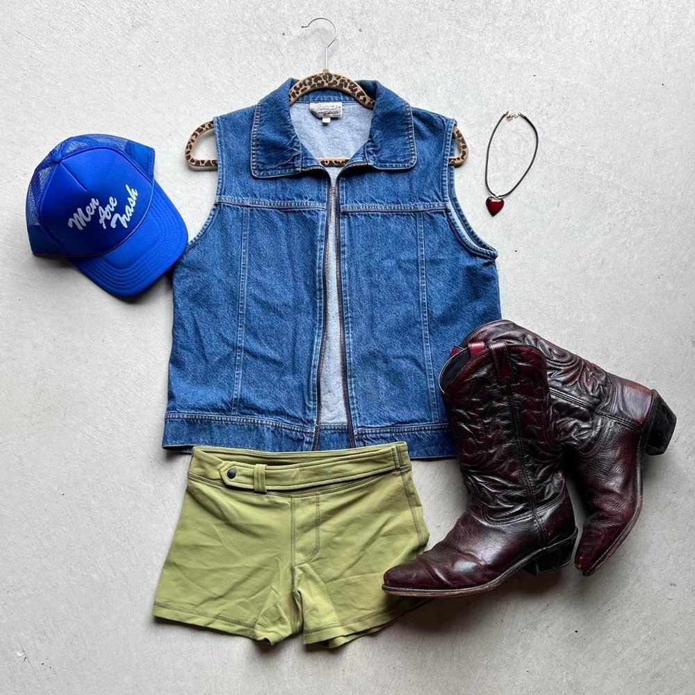 Denim Zip-Front Vest - Blue